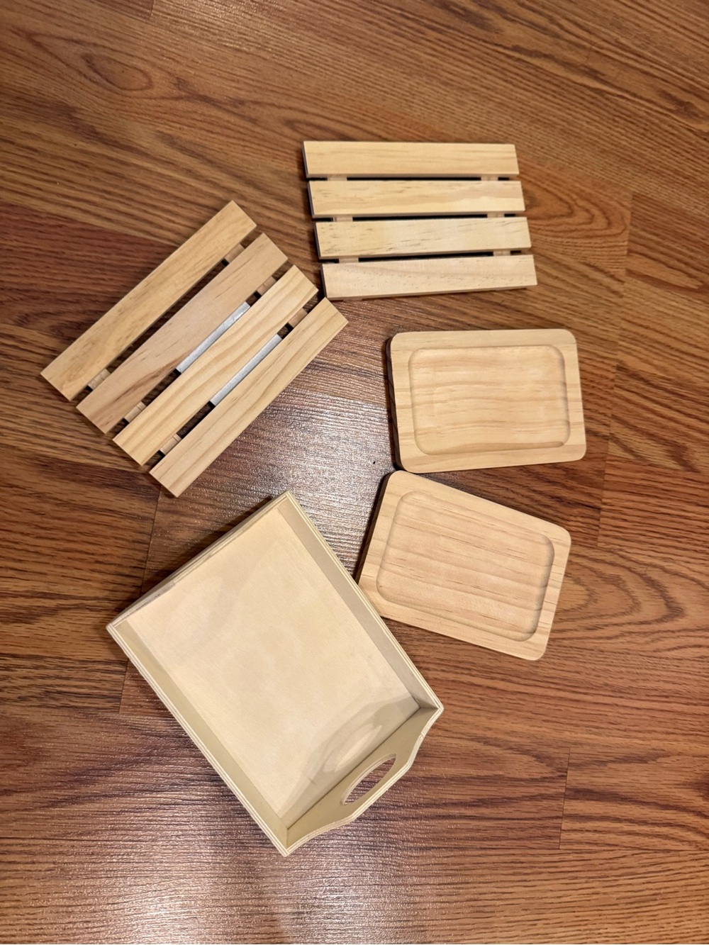 Michaels Light Wood Dishes & Small Tray Set great for display jewelry